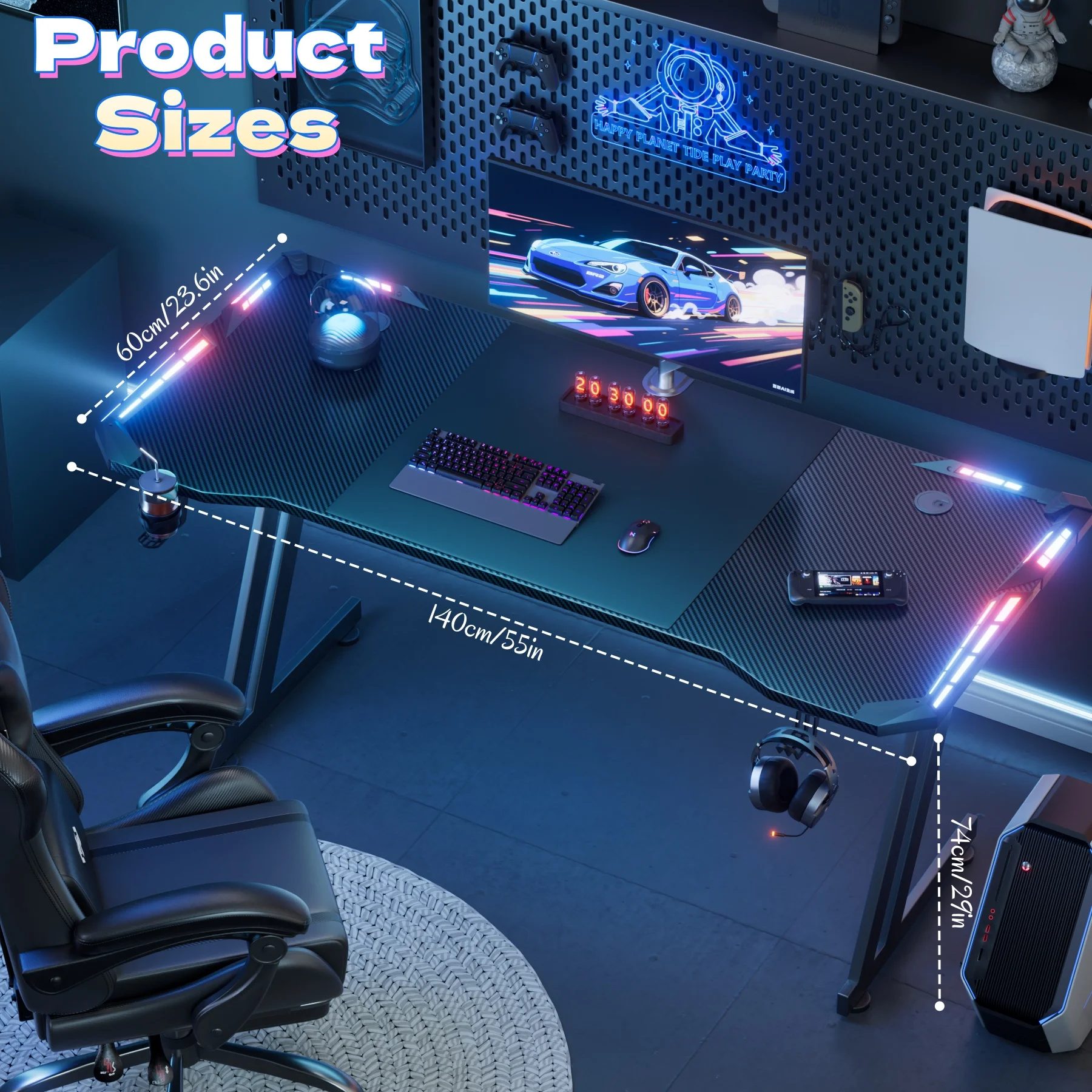 Gaming Desk with LED Lights - Image 4