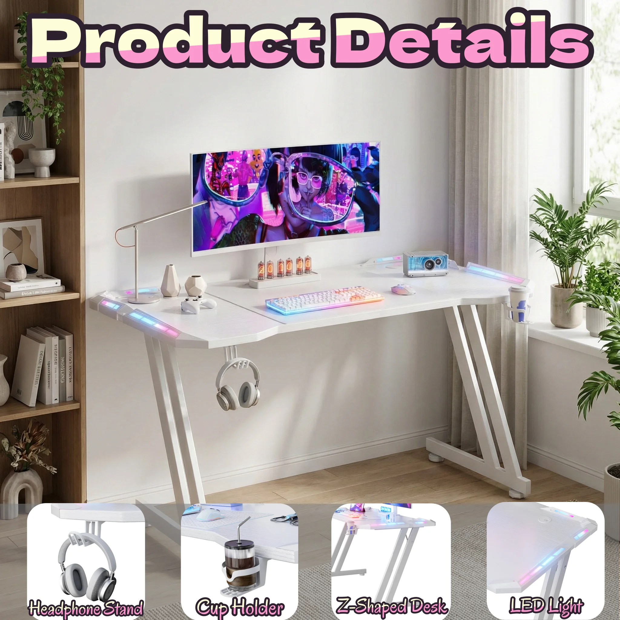 Gaming Desk with LED Lights - Image 5