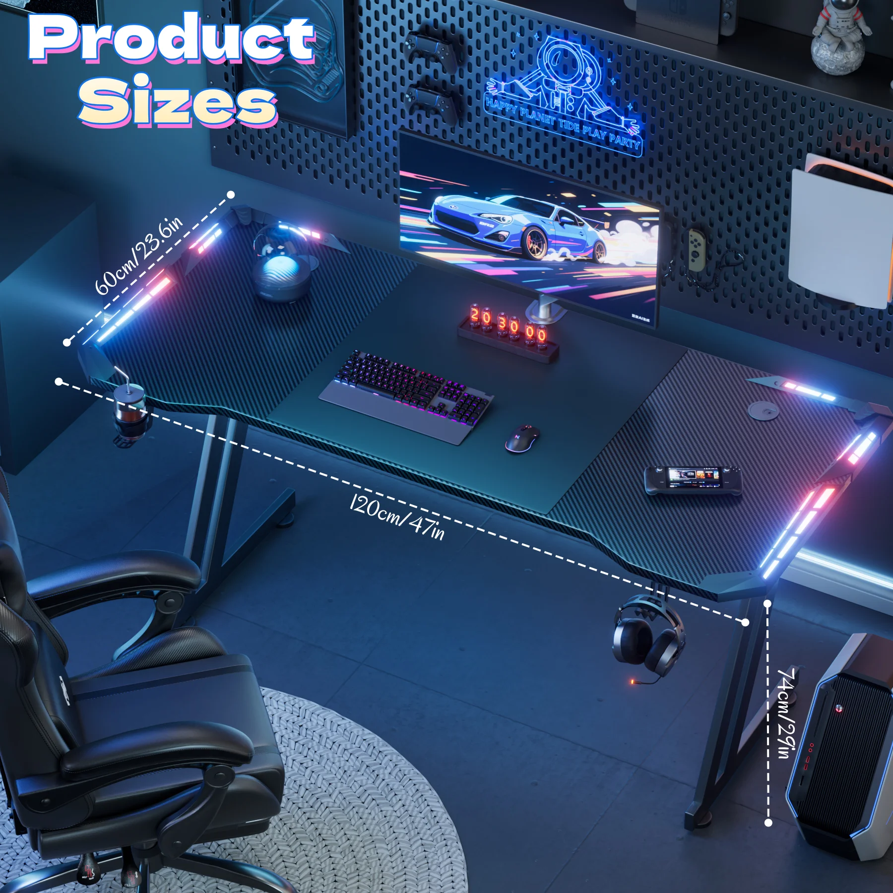 Gaming Desk with LED Lights - Image 3