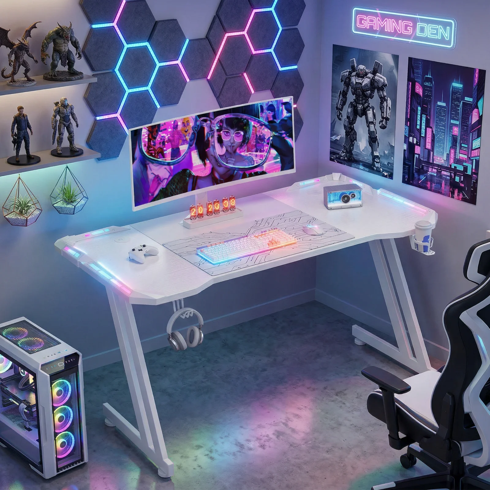 Gaming Desk with LED Lights - Image 2